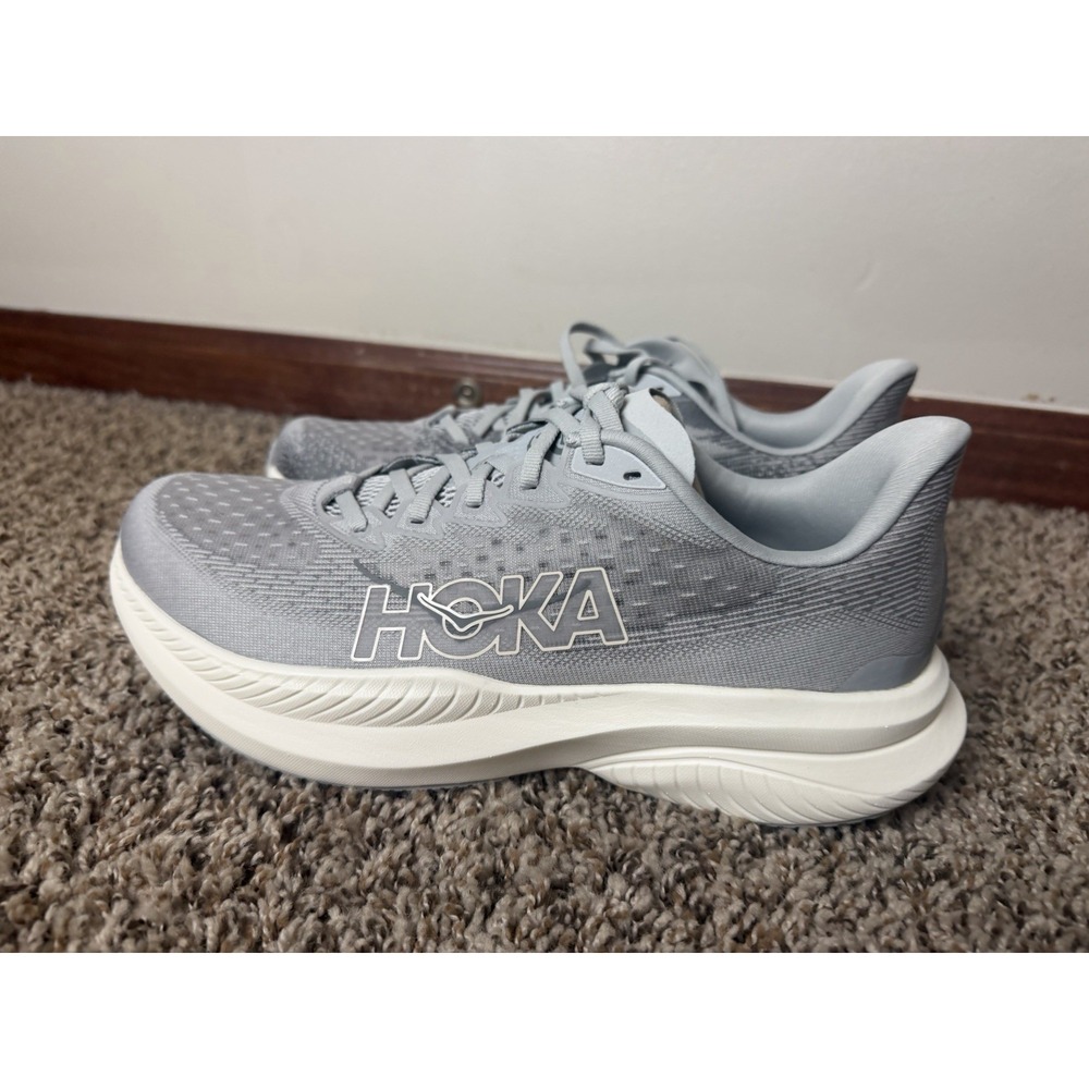 Hoka One Mach 6 Mens Size 10.5D Gray White Stardust Alabaster 1147790 SLBS